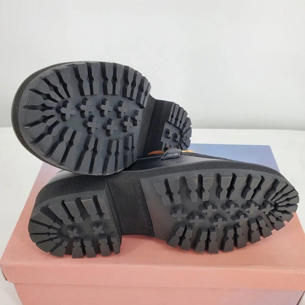 Lisa Vicky Womens Size 6.5M Pep-V Chunky Moc Toe Loafer Black‎ Chunky Chain New